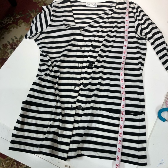 Agnes B Paris women Breton stripes cotton cardigan, sz medium - Picture 6 of 6